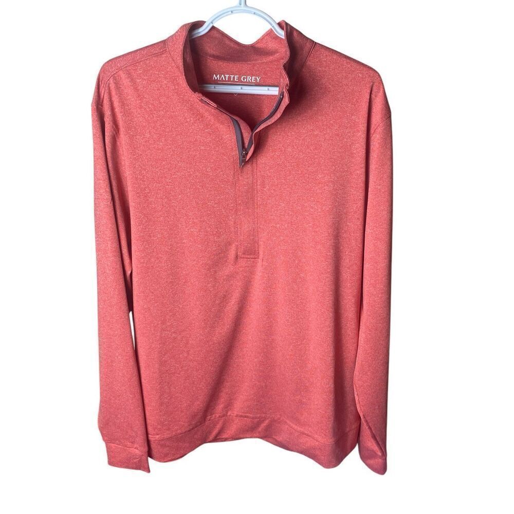Matte Grey Mens Coral Long Sleeve 1/4 Zip Pullover Large